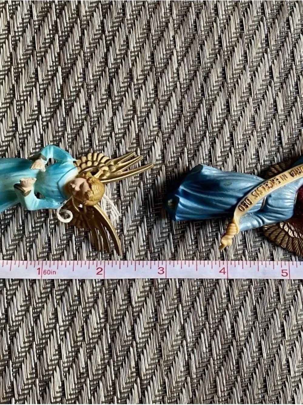 Vintage Midcentury Plastic Angel Christmas Ornaments Lot 2 Gloria Nativity Italy